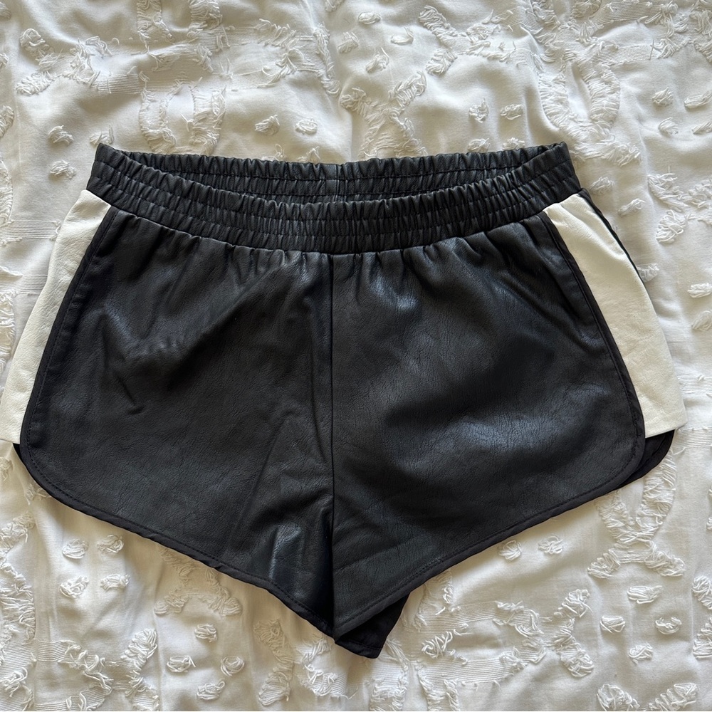 Faux leather shorts